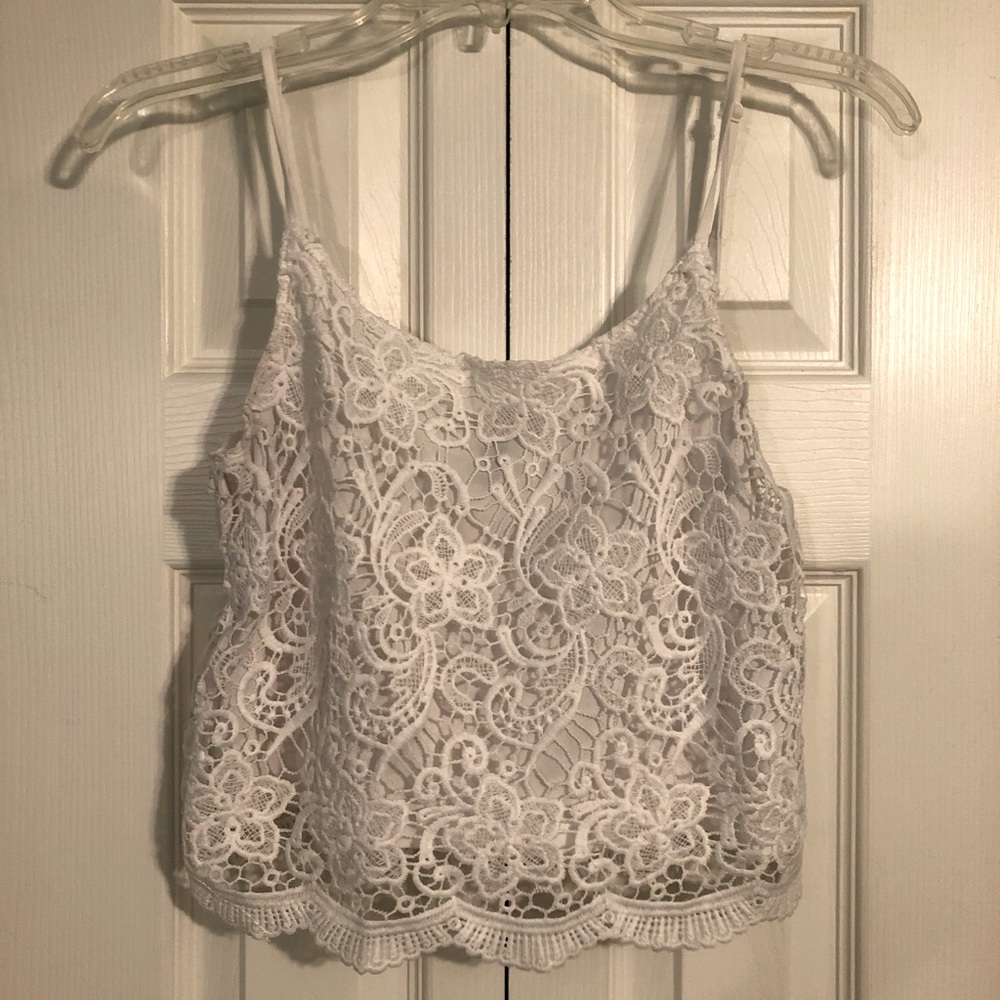 H&M Divided White Floral Lace Cami Tank